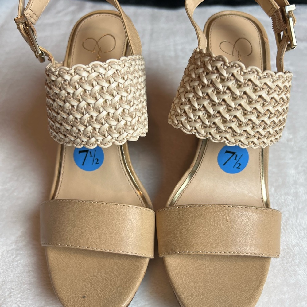 Jessica Simpson Tan Woven Wedge Sandals